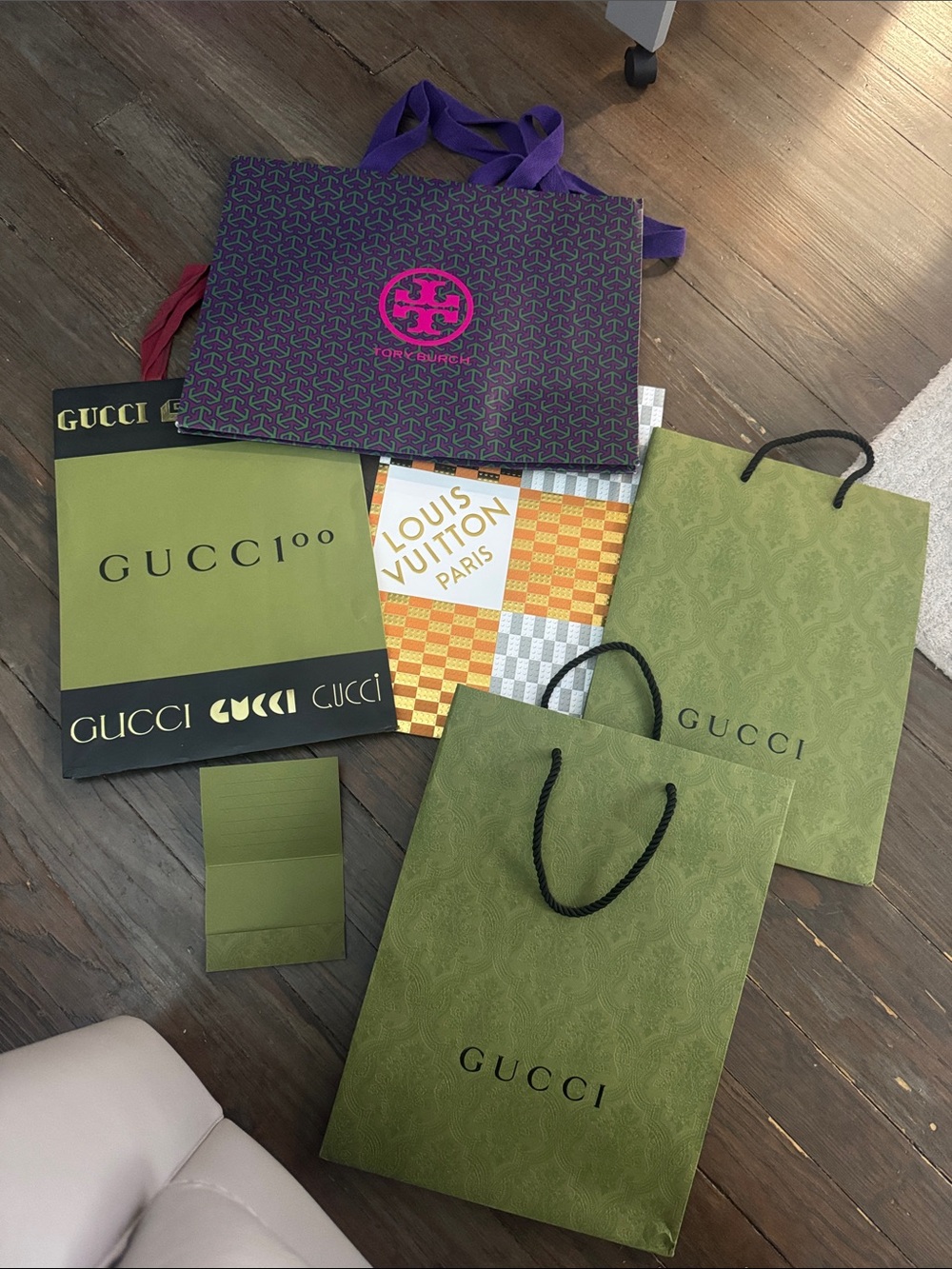 Designer Shopping Bag Set - Gucci & Louis Vuitton Paper Bags